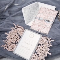 Amazon hot sale Meilun 2019 new design hollow out handmade english wedding engagement invitation card