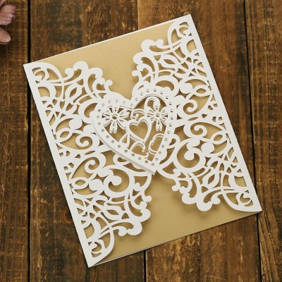 Meilun 2019 new arrival customised rustic heart shaped wedding invitation card manufacturer