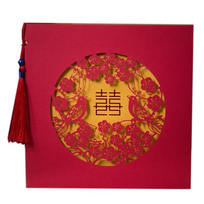 New arrival traditional laser engraving chinese wedding invitation card