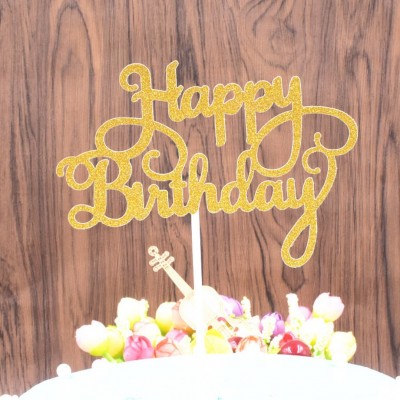 Amazon hot sale Meilun Silver Happy Birthday Cake Topper For Birthday Cake Decoration