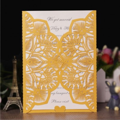 Foldable custom design laser invitation card wedding hign quality card