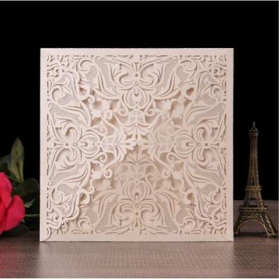 New style lace laser cut korean luxurious wedding invitation cards