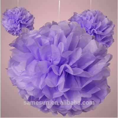 Meilun Art Crafts Purple Paper pom poms  Hanging Tissue Paper Flower Ball