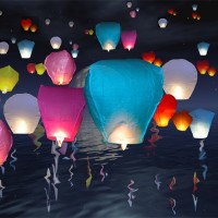 Meilun Art Crafts Chinese Eco-Biodegradable 17g Fire retardant copy paper Sky Flying Lantern for party or festival decoration