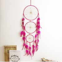 Meilun Art & Craft Wholesale Pink, Green Feather Indian Dream Catcher