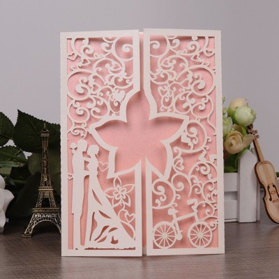 Elegant Luxury customize flower wedding invitation Nice laser cut