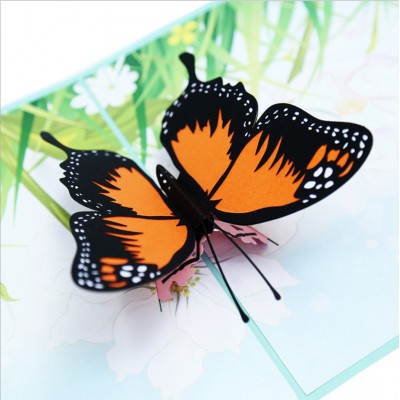 Meilun Art & Craft Amazon hot sale creative hollow out butterfly 3d laser paper silhouette greeting card