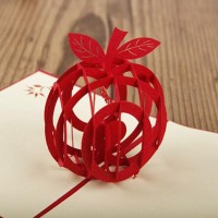 Meilun Art & Craft 3D Paper Laser Cut Pop up Card with Apple for Birthday Souvenirs