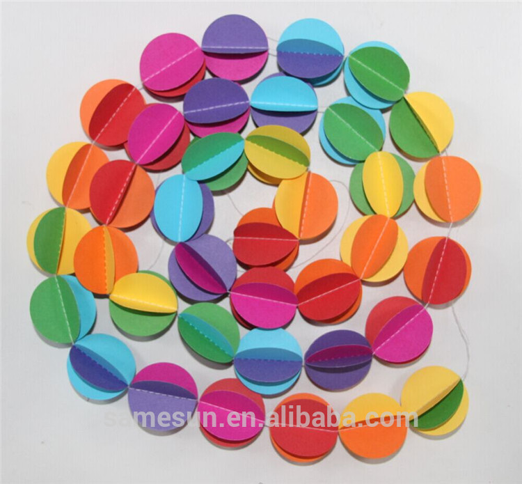 Meilun Art Crafts Rainbow 3D Paper Garland Circle Banner for Weddings Decoration