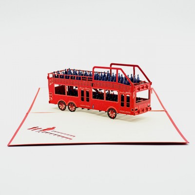 Meilun Art & Craft  3D Pop Up greeting Paper Card Of Hongkong Double Deckers Tram Trolleybus For Souvenir