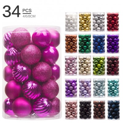 Amazon hot sale Meilun 34pcs/box multicolor custom 4 6 8 cm, Christmas balls set